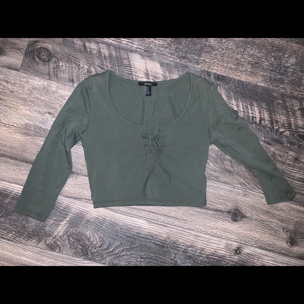 Forever 21 1/4 lace-up, longsleeve crop top